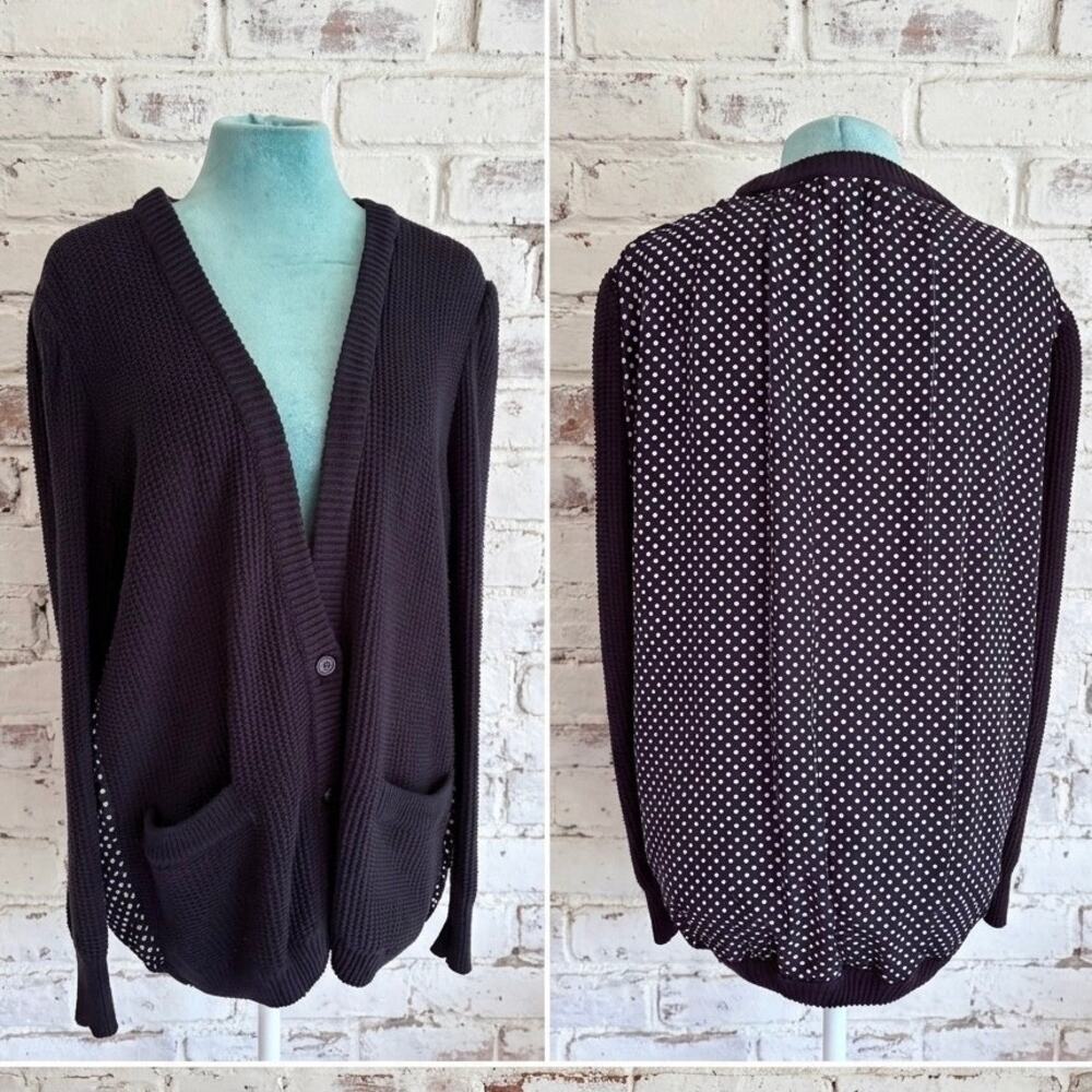 VALENTINO Miss V Silk Cotton Polka Dot Cardigan vintage designer M/L EU 42 EUC